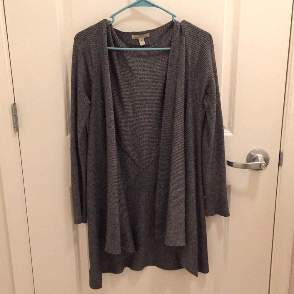Ribbed Long grey carrdigan